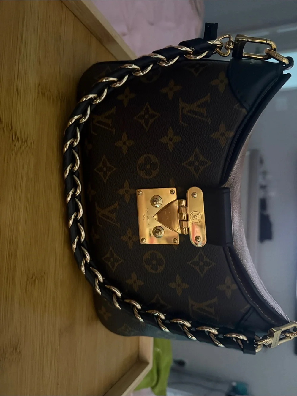 Louis Vuitton Brown Monogram Canvas Crossbody with Black Accents